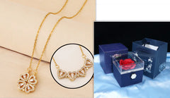 Four-Leaf Clover & Heart Necklace Gift Set