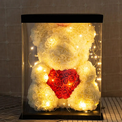 Artificial Rose Teddy Bear Box